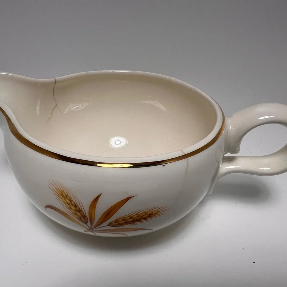 3/$25 SALE! Vintage Homer Laughlin Golden Wheat Cream Gravy‎ Boat with Creamer